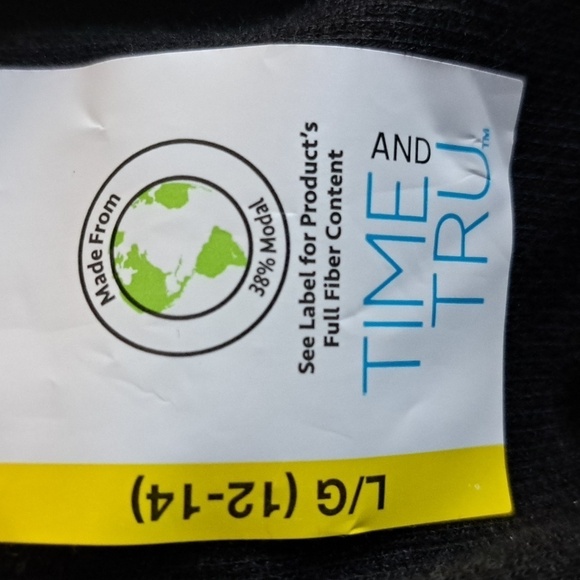 Time and Tru Long Sleeve Ribbed Knit Top Black Size Large - Picture 9 of 9